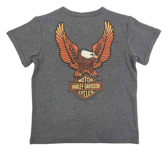 Harley-Davidson® Little Boys' Eagle Knit Henley Short Sleeve Shirt, Gray