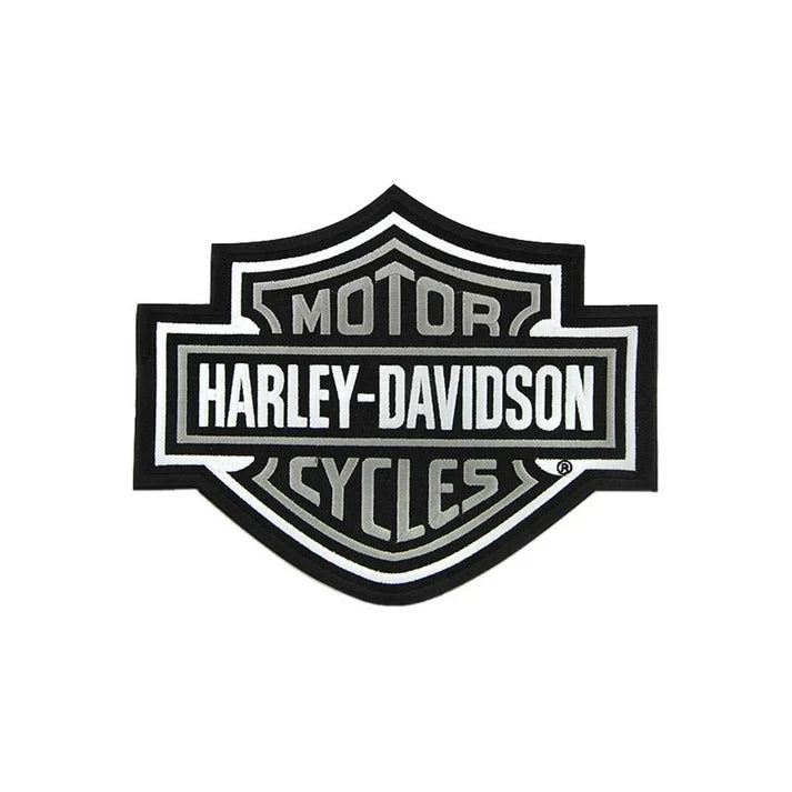 Harley-Davidson® 9.25 inch Embroidered Gray Bar & Shield Logo Emblem Sew-On Patch