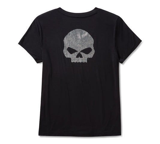 Harley-Davidson® Women's Willie G Skull Bling V-neck - Harley Black