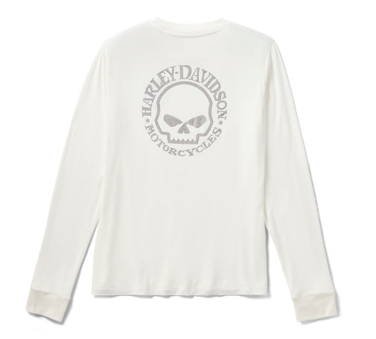 Harley-Davidson® Women's Willie G Skull Bling Long Sleeve - Cloud Dancer