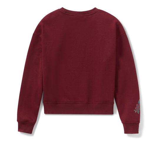 Harley-Davidson® Women's Serpent Rose Bling Fleece - Maroon Banner