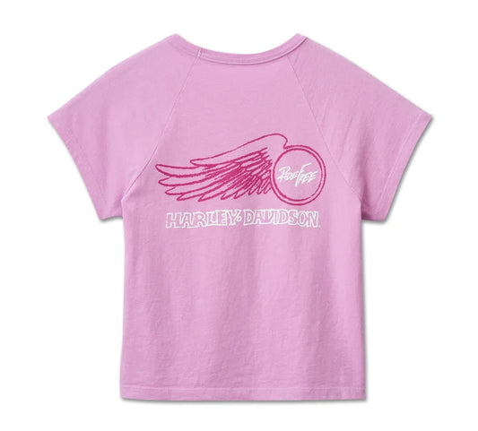 Harley-Davidson® Women's Willie G Winged Wheel Baby Doll Tee - Lavender