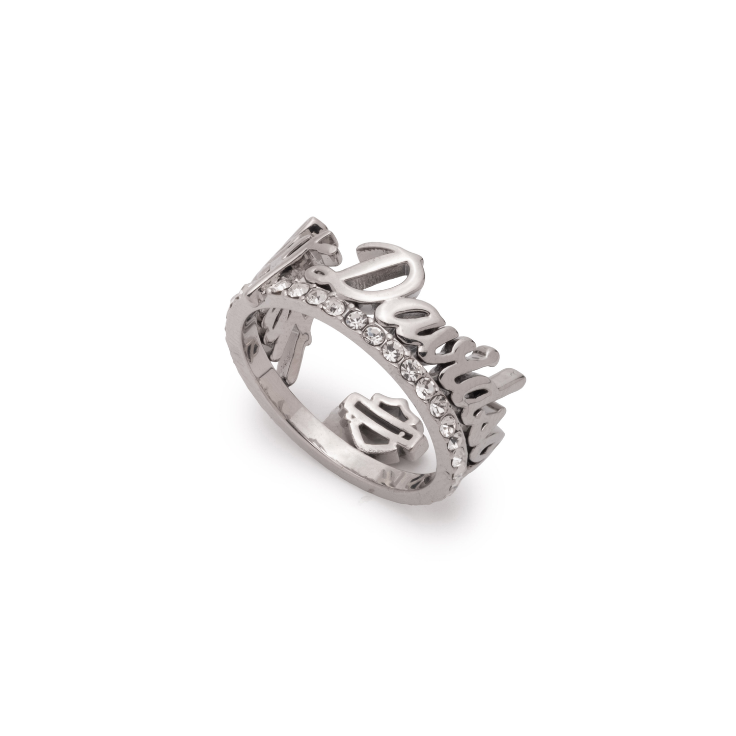 Harley-Davidson® Women's B&S H-D Script Crystal Ring