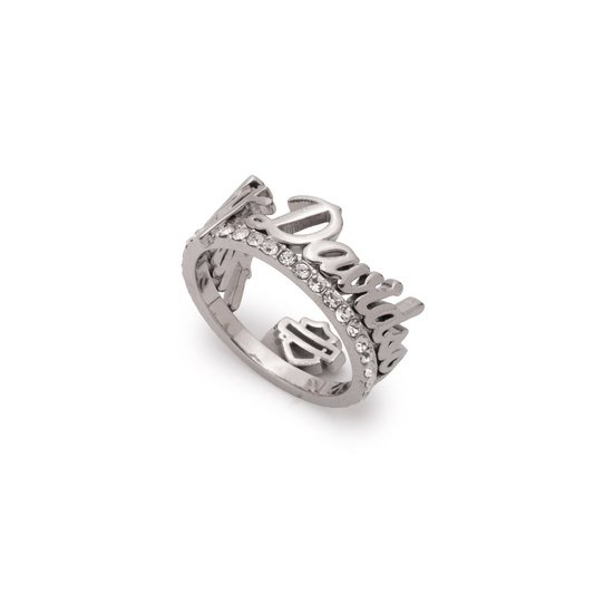 Harley-Davidson® Women's B&S H-D Script Crystal Ring