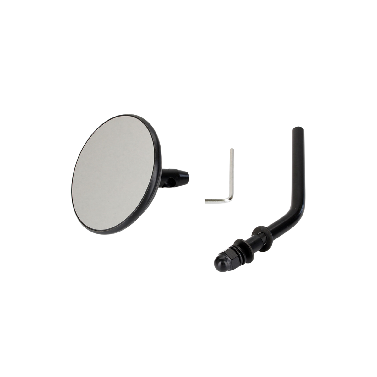 BAI-60-0016B - "3in. Round Mirror with Short Stem – Black. Fits Left & Right."