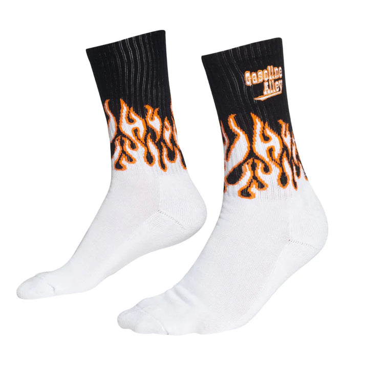 Gas Alley White Flames Crew Socks