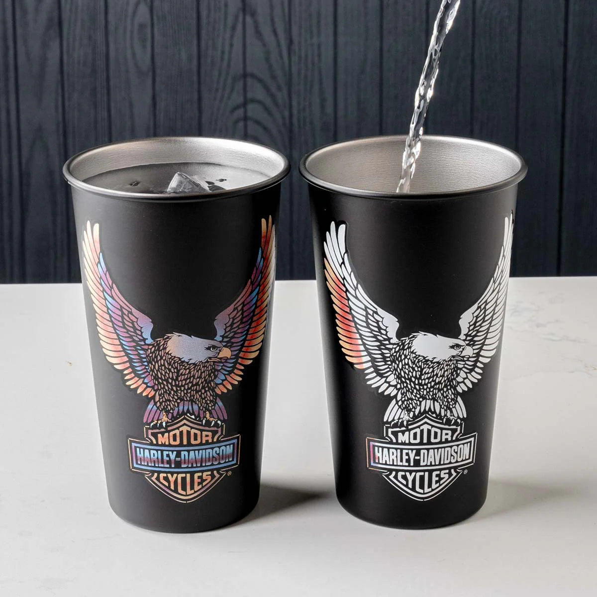Harley-Davidson Vivid Bar & Shield Eagle Metal Cup Set