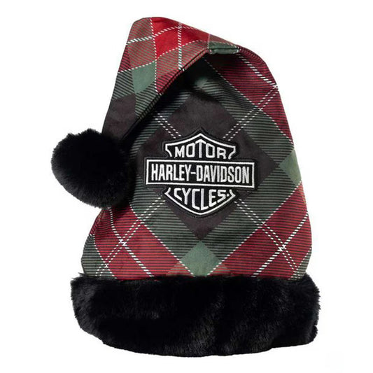 Harley-Davidson Holiday Plaid Santa Hat