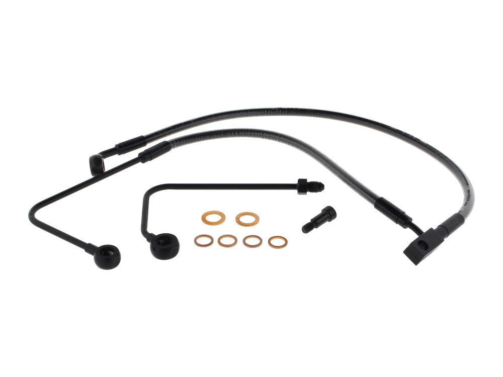 MS-AS47001 - Black Pearl Stock Length Lower Front Brake Line for FLST Softail 11-17/Breakout 15-17 w/Single Front Disc Caliper