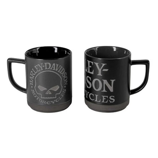 Harley-Davidson® Engraved Willie G Skull Coffee Mug Set