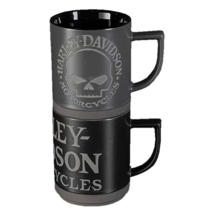 Harley-Davidson® Engraved Willie G Skull Coffee Mug Set