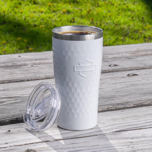 Harley-Davidson® Embossed Open Bar & Shield Travel Mug - White
