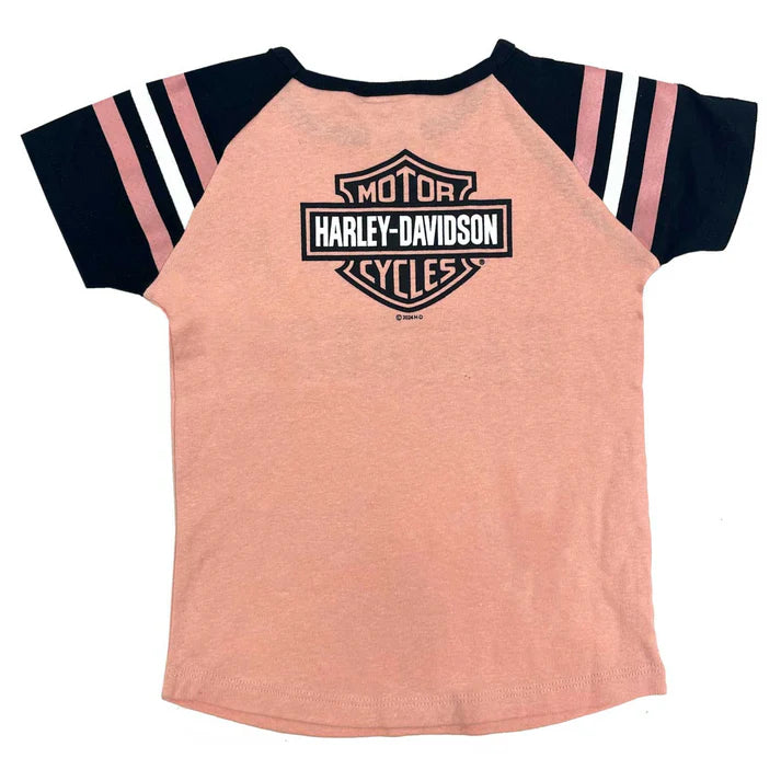 Harley-Davidson® Girls' H-D Raglan Short Sleeve Tee - Pink