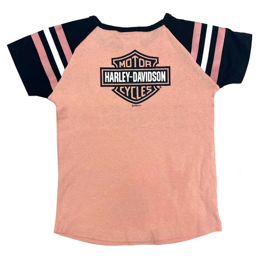 Harley-Davidson® Girls' H-D Raglan Short Sleeve Tee - Pink