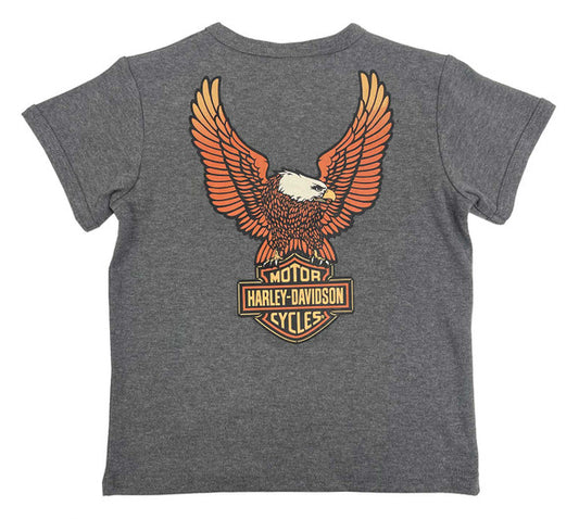 Harley-Davidson® Little Boys' Eagle Knit Henley Short Sleeve Shirt, Gray