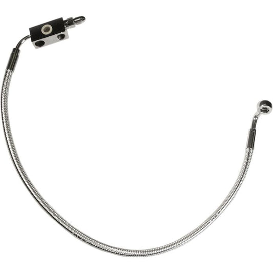 MS-AS37004 Sterling Chromite Stock Length Lower Front Brake Line for Dyna 12-17 w/ABS & Single Front Disc Caliper