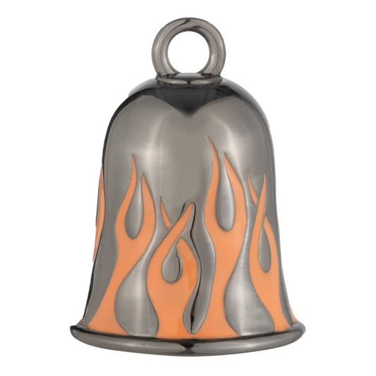 Harley-Davidson® Hematite Plated Orange Flames Bar & Shield Logo Ride Bell - Black