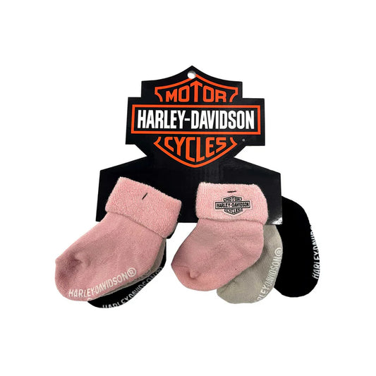 Harley-Davidson® Baby Girls' Bar & Shield 3 Pack Infant Socks-Multi-Colored