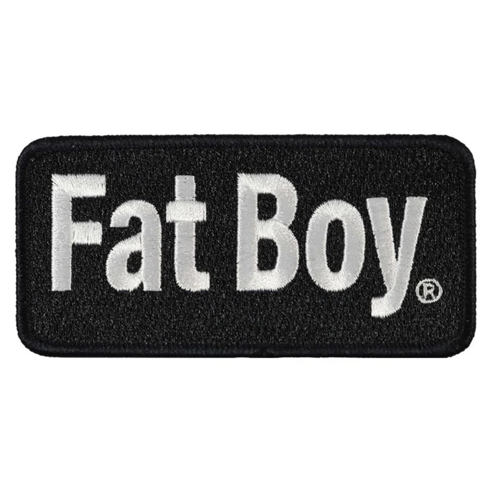 Harley-Davidson® 4 in. Embroidered Fat Boy Sew-On Patch  Black & White