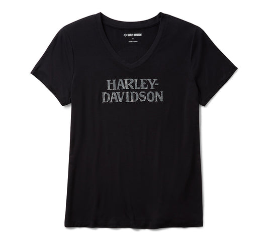 Harley-Davidson® Women's Willie G Skull Bling V-neck - Harley Black