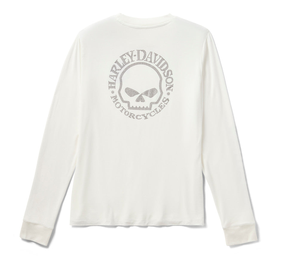 Harley-Davidson® Women's Willie G Skull Bling Long Sleeve - Cloud Dancer