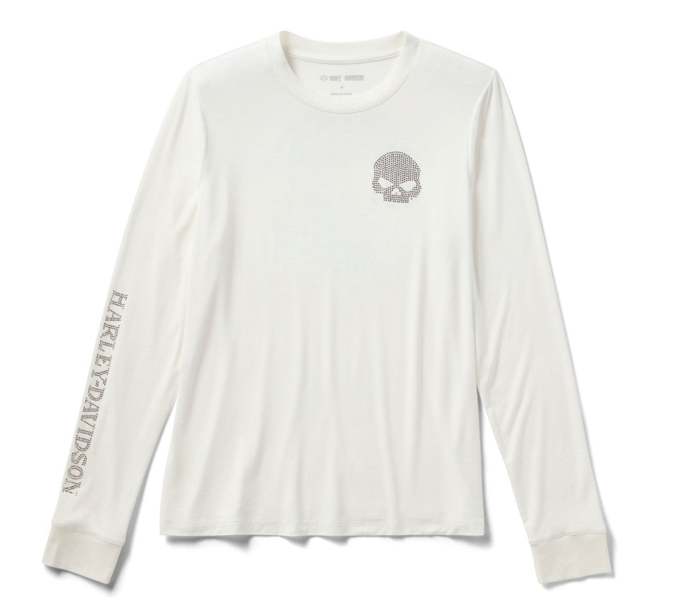 Harley-Davidson® Women's Willie G Skull Bling Long Sleeve - Cloud Dancer