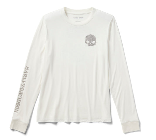Harley-Davidson® Women's Willie G Skull Bling Long Sleeve - Cloud Dancer