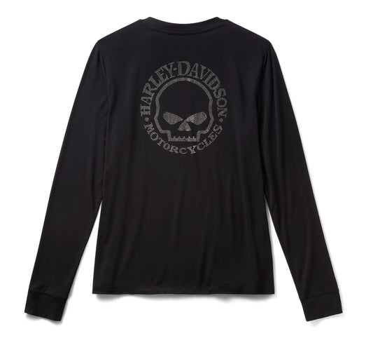 Harley-Davidson® Women's Willie G Skull Bling Long Sleeve - Harley Black