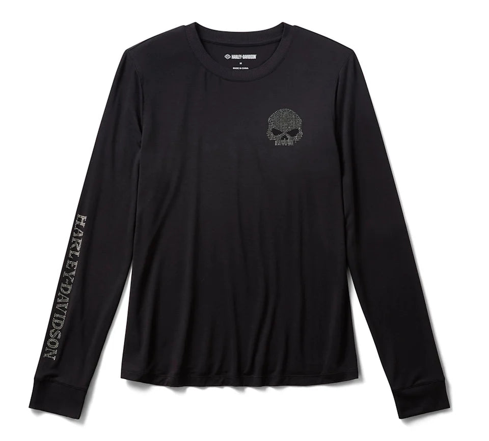 Harley-Davidson® Women's Willie G Skull Bling Long Sleeve - Harley Black