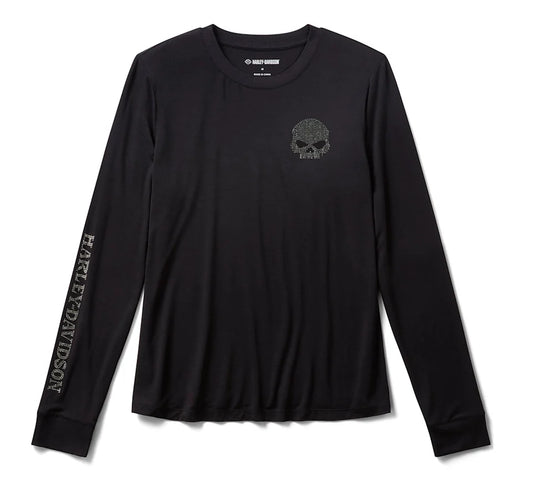Harley-Davidson® Women's Willie G Skull Bling Long Sleeve - Harley Black