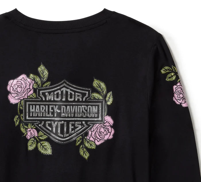 Harley-Davidson® Women's Rose & Thorn Bling Long Sleeve Top
