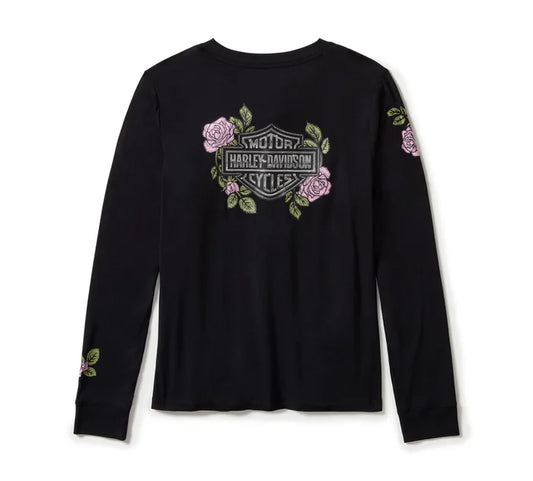 Harley-Davidson® Women's Rose & Thorn Bling Long Sleeve Top