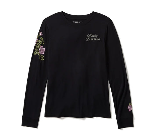 Harley-Davidson® Women's Rose & Thorn Bling Long Sleeve Top