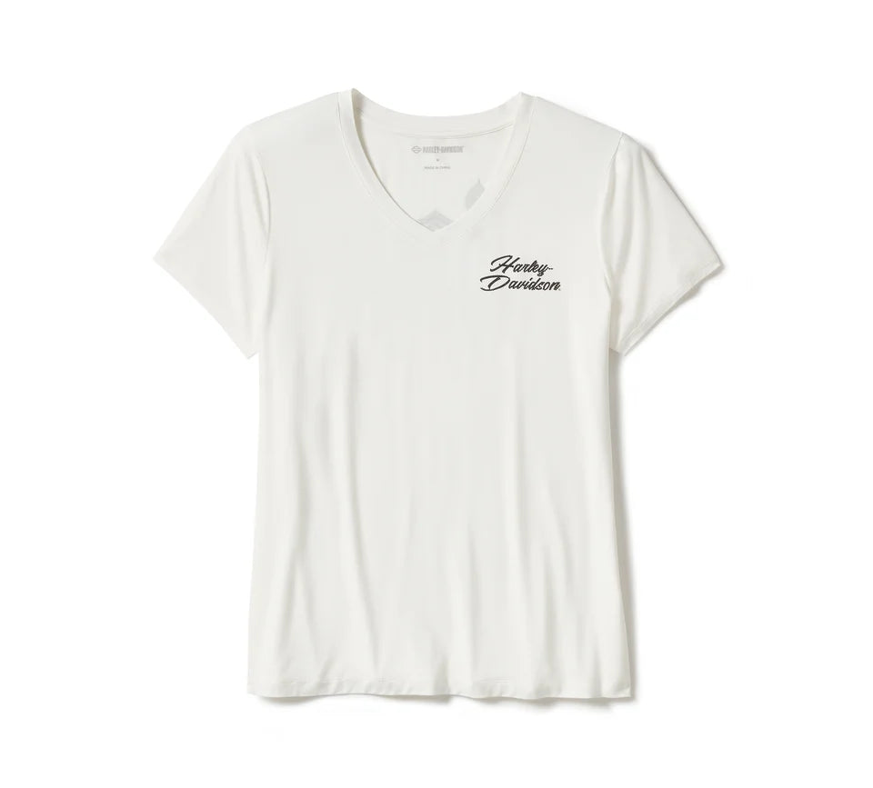 Harley-Davidson® Women's Rose & Thorn Bling V Neck Tee