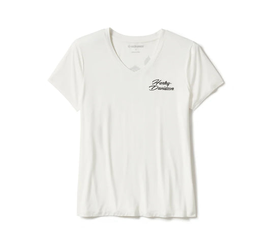 Harley-Davidson® Women's Rose & Thorn Bling V Neck Tee