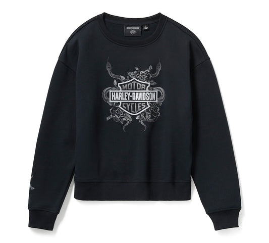Harley-Davidson® Women's Serpent Rose Bling Fleece - Harley Black