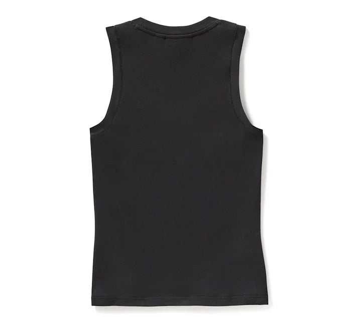 Harley-Davidson® Women's Serpent Rose Bling Ribbed Tank - Harley Black