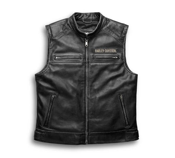 Harley-Davidson Men’s Embroidered Passing Link Leather Vest