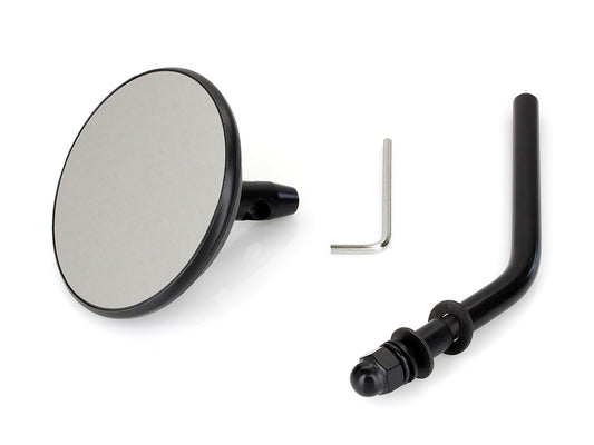 BAI-60-0016B - "3in. Round Mirror with Short Stem – Black. Fits Left & Right."