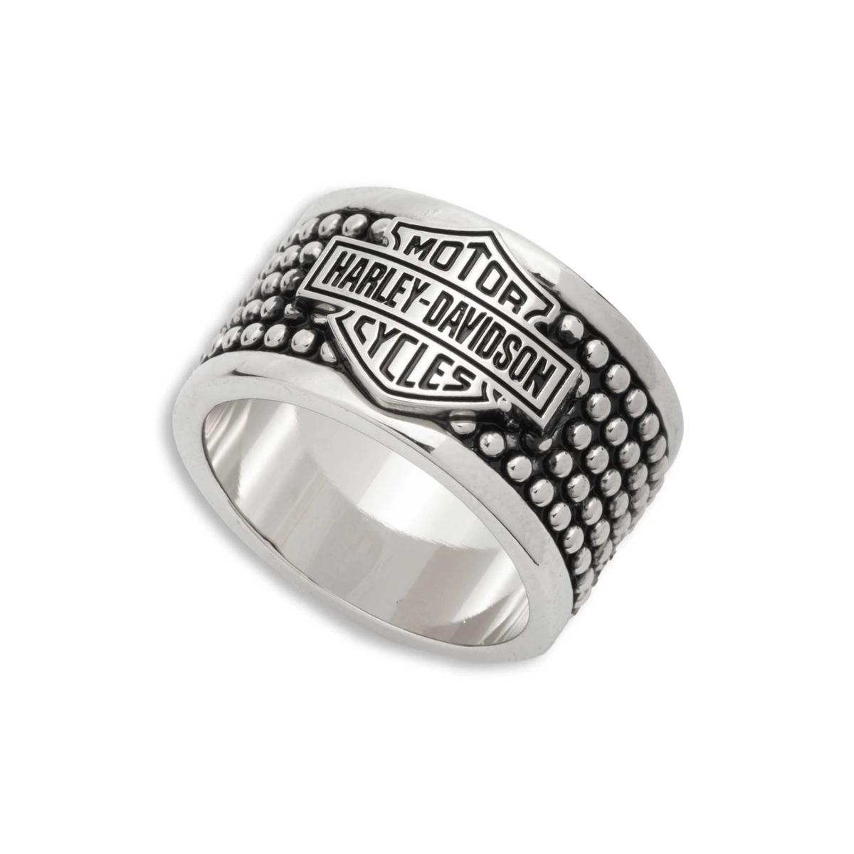 Harley-Davidson® Men's Stainless Steel Bar & Shield Studded Ring