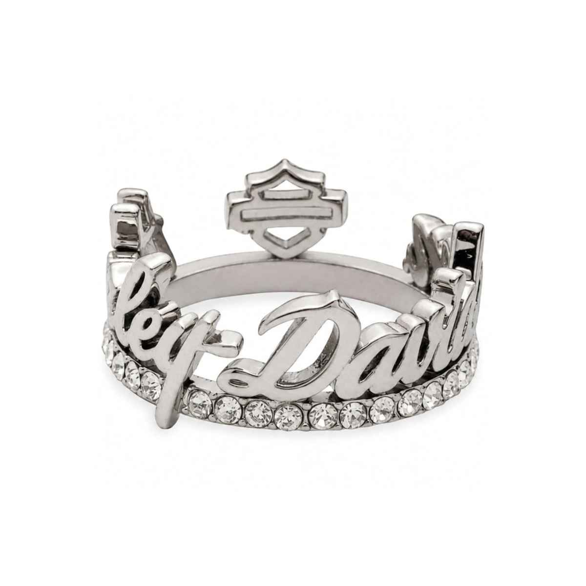 Harley-Davidson® Women's B&S H-D Script Crystal Ring
