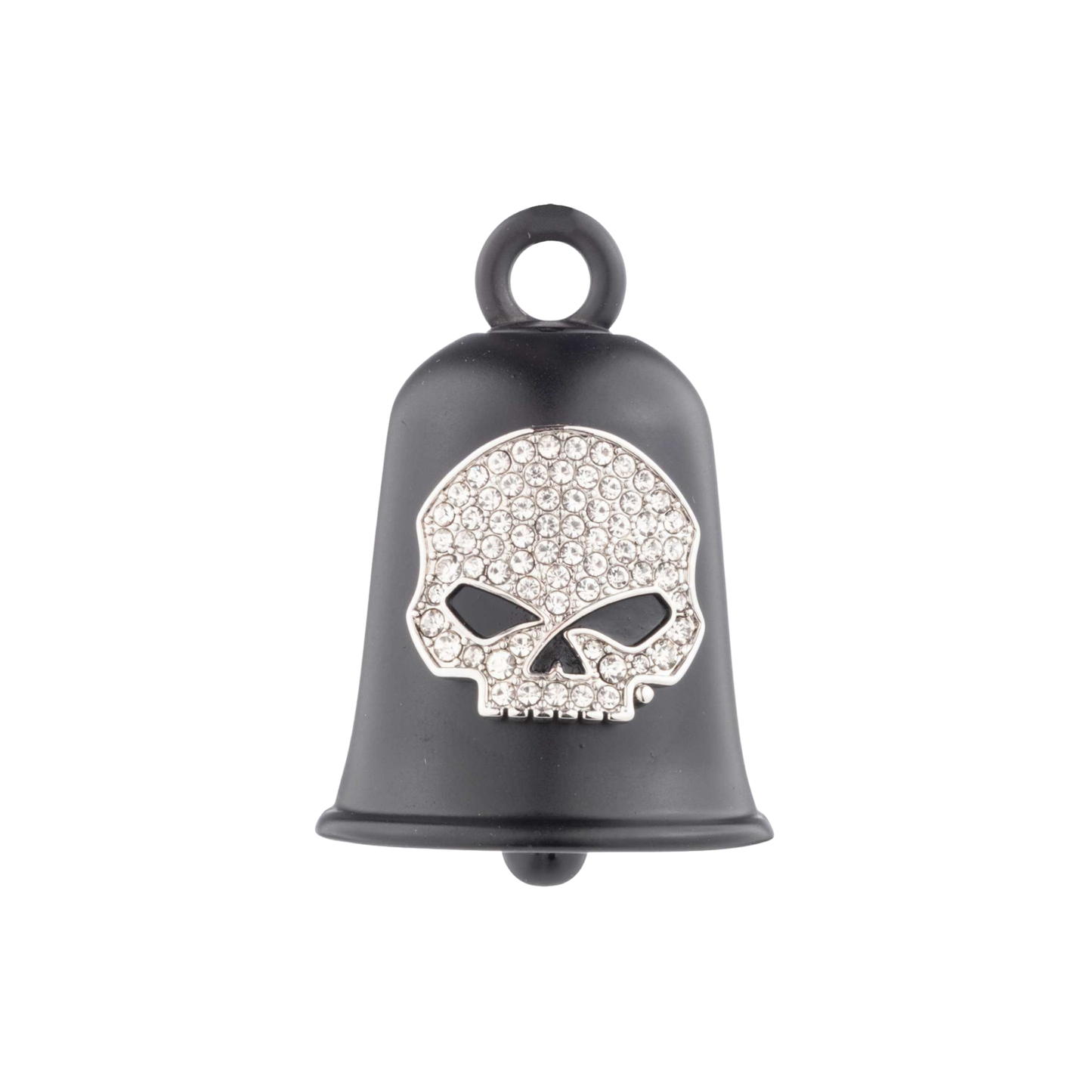 Harley-Davidson® Willie G Pave Crystal Skull Ride Bell in Matte Black and Silver Tone Plating