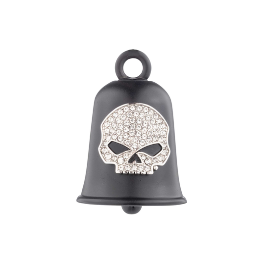 Harley-Davidson® Willie G Pave Crystal Skull Ride Bell in Matte Black and Silver Tone Plating