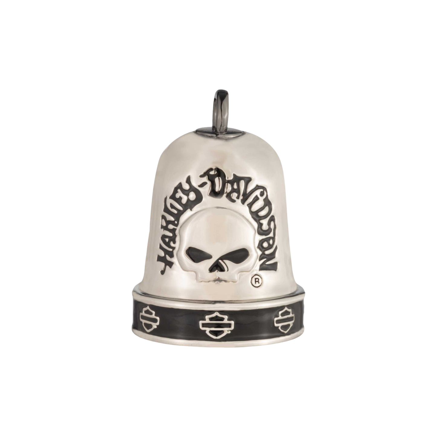 Harley-Davidson® And Willie G Skull Ride Bell In Silver Tone Plating With Black Enamel Details