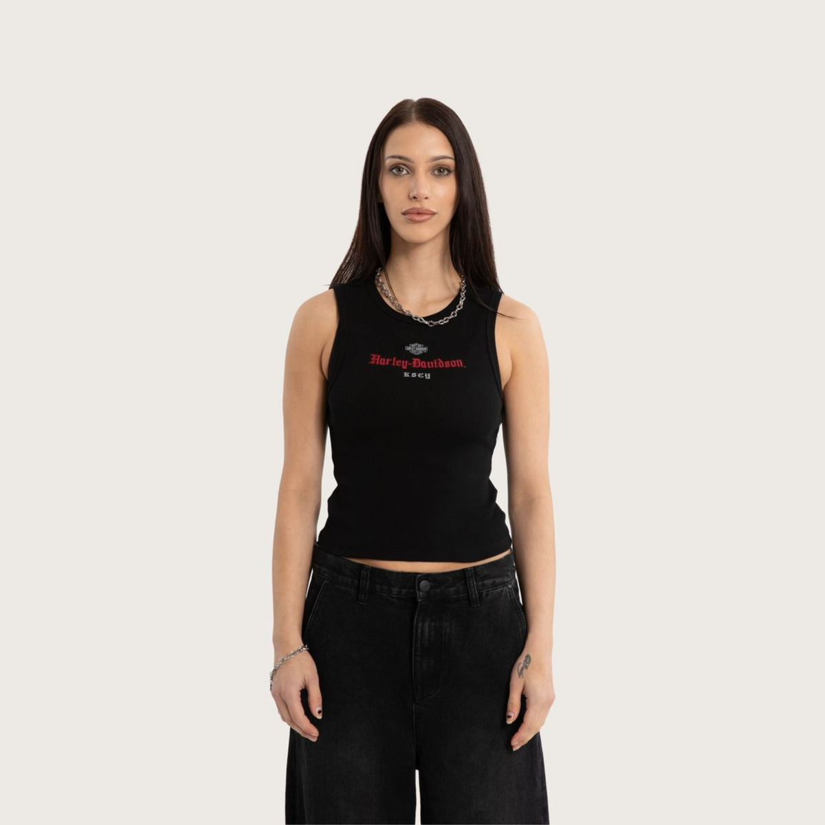 Harley-Davidson® x KSCY Women's Visor Rib Tank - Jet Black