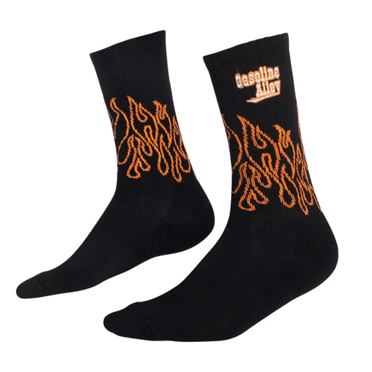 Gas Alley Black Flames Crew Socks