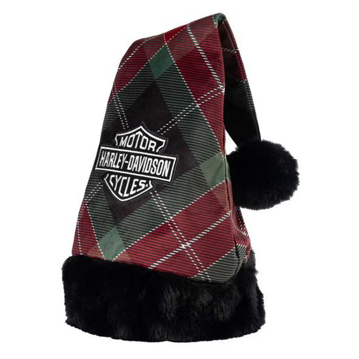 Harley-Davidson Holiday Plaid Santa Hat