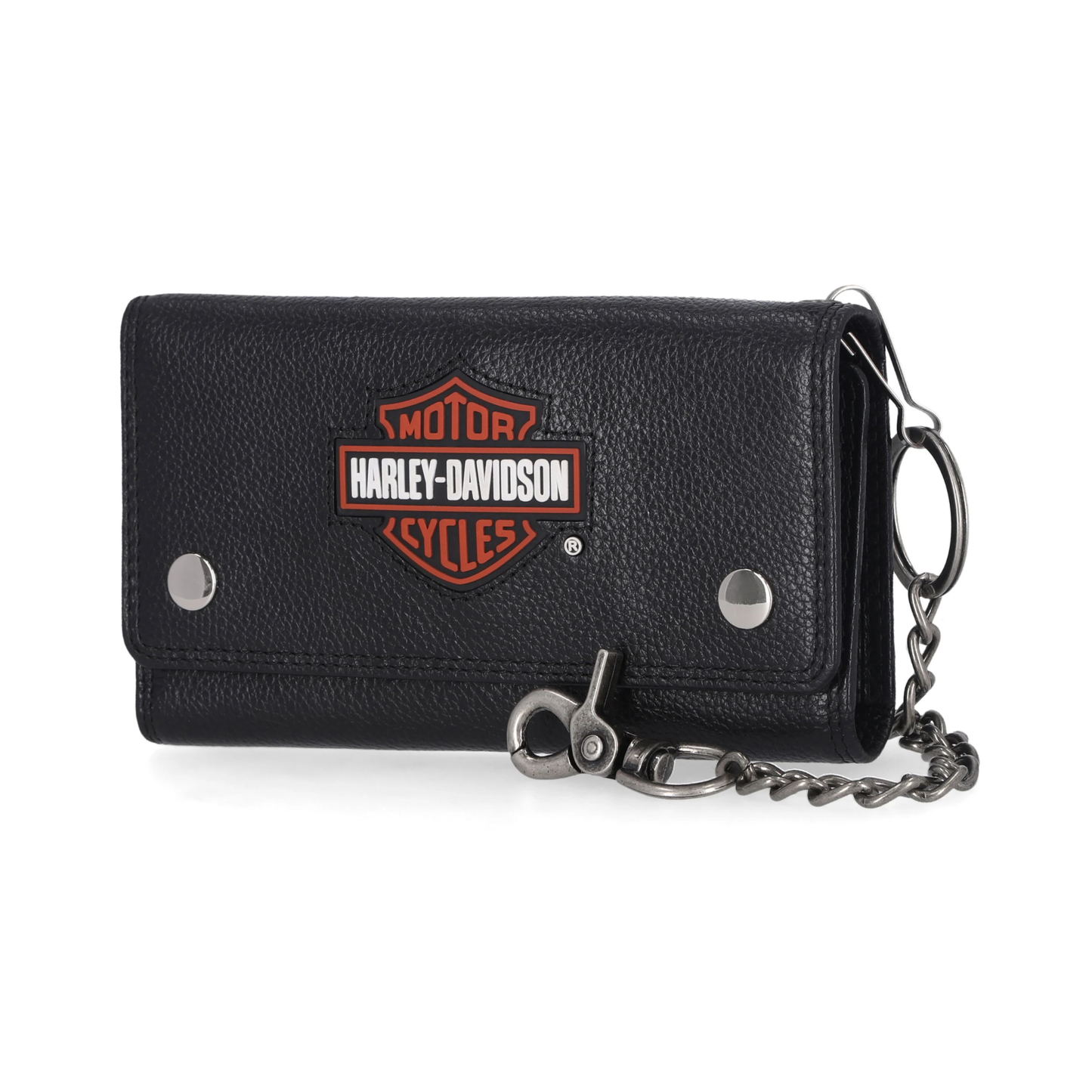 Harley-Davidson® Men's Bar & Shield Patch Trucker Chain Leather Wallet - Black