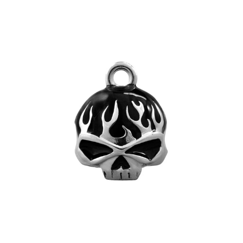 Harley-Davidson® Black Flames Skull Silver Ride Bell