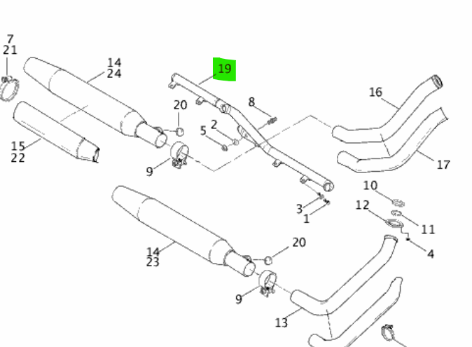 65912-00A Harley-Davidson® "Softail exhaust support bracket-black 2000-2006'"